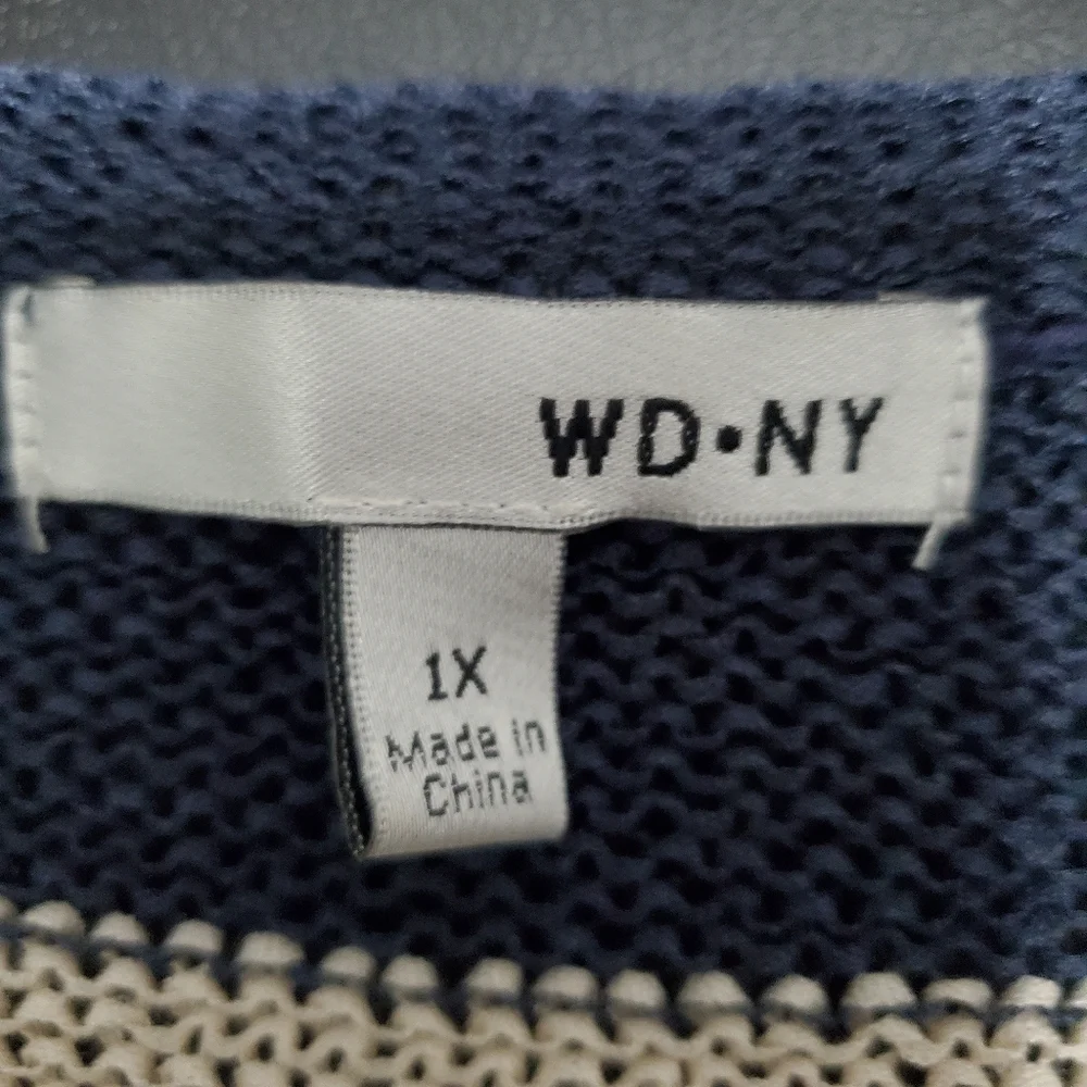 2/$30 WD.NY Women's Short Sleeve Striped Sweater Size 1X - Picture 5 of 8